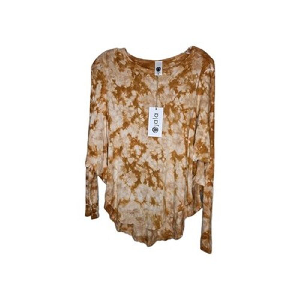 Jala Womens Yoga Flow Top SZ M Rust Tie Dye Soft Active Jersey Long Sleeve USA